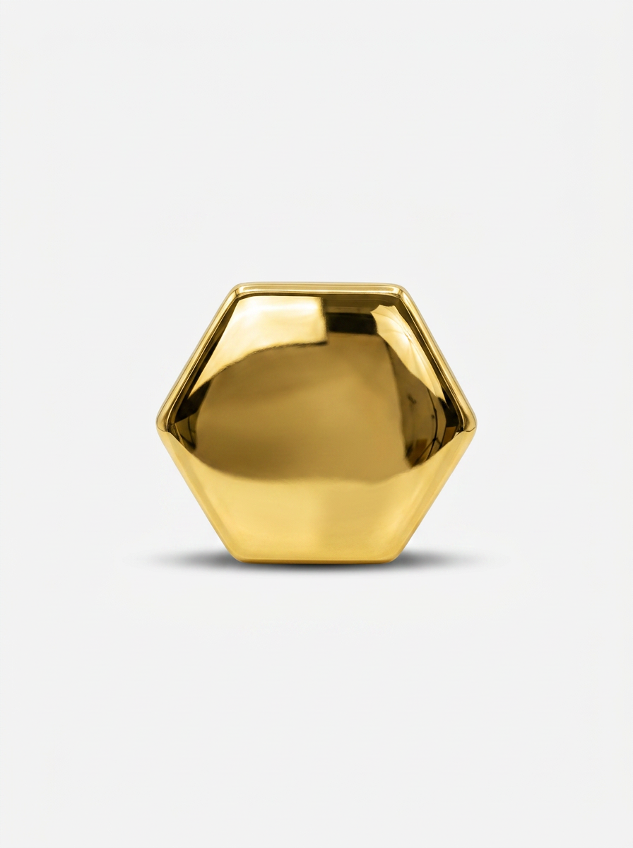 Gold Hexagon Threaded Flat Back Earring