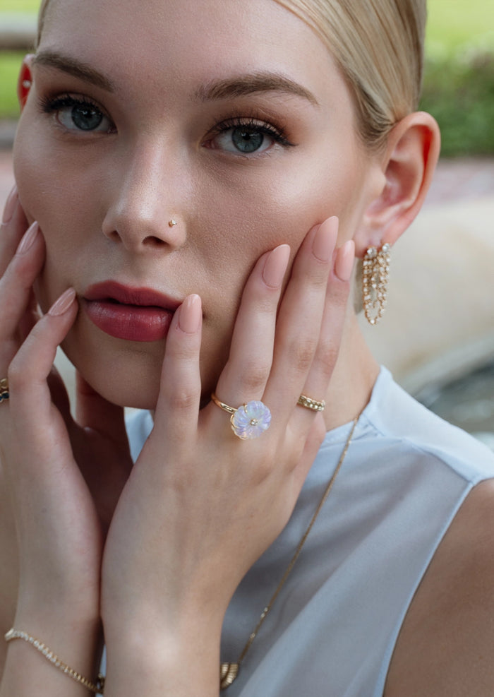 Lotus Flower Ring - Opal