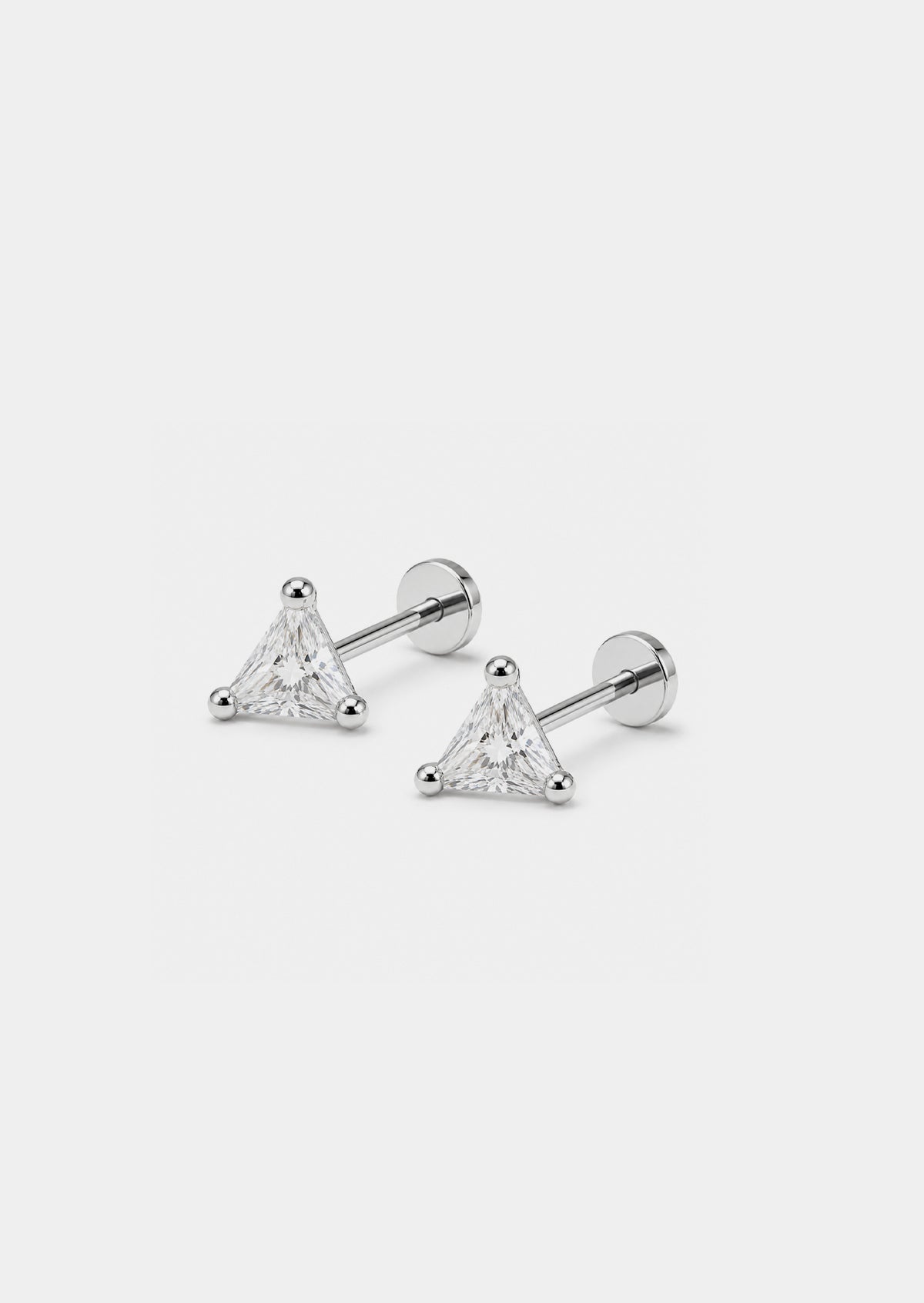 Triangle Threaded Flat Back Earring