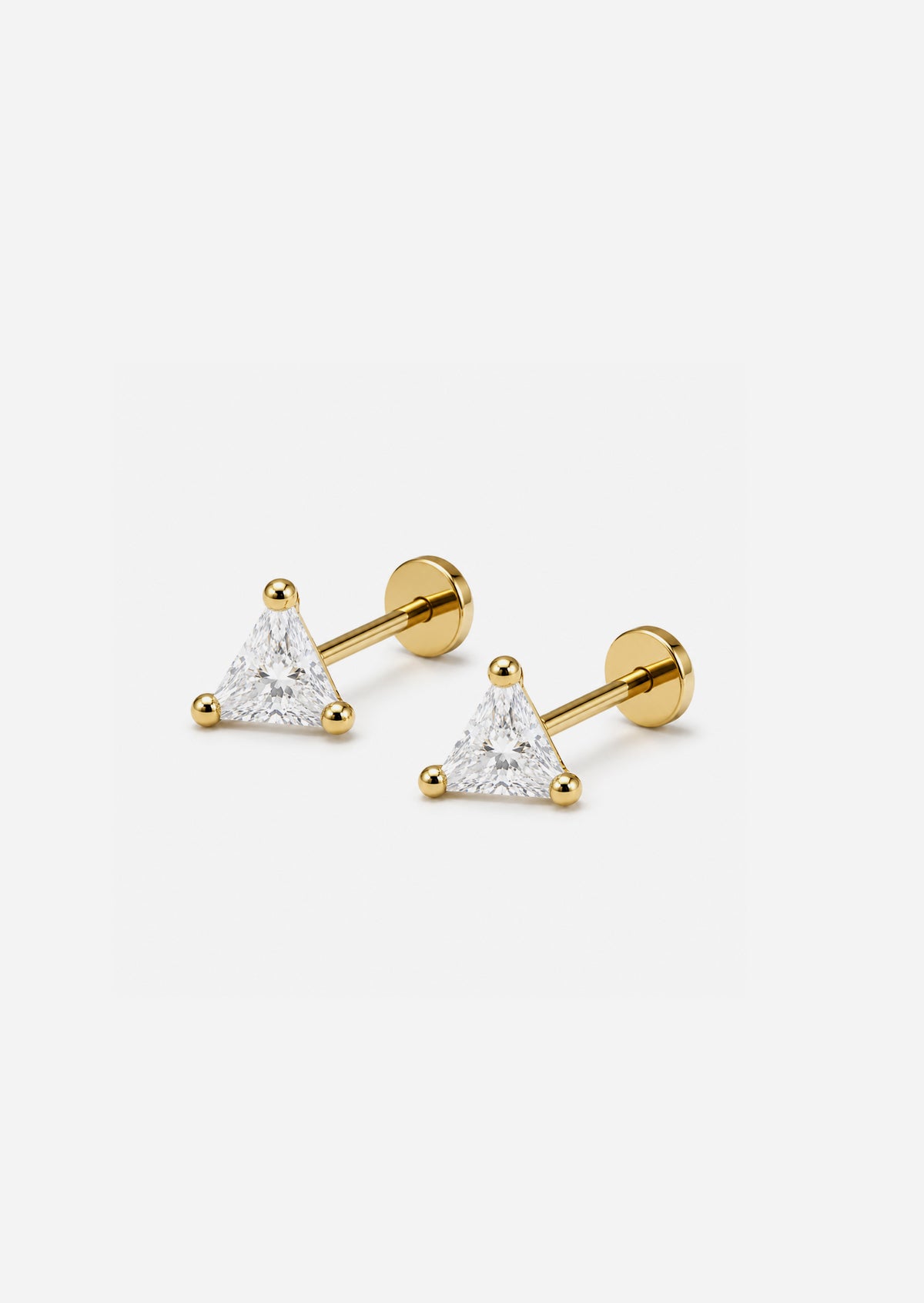 Triangle Threaded Flat Back Earring