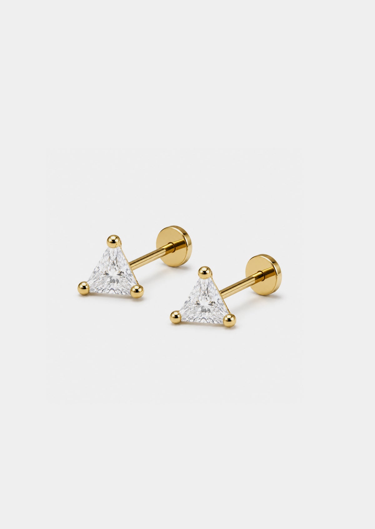 Triangle Threaded Flat Back Earring