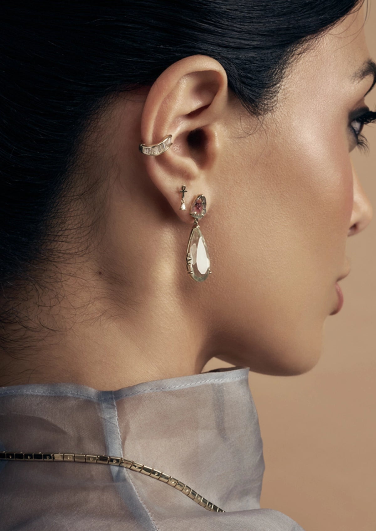 Ankh Drop Threaded Flat Back Earring | Single