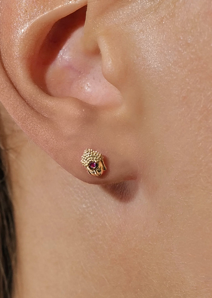 Third Eye Buddha Threaded Flat Back Earring | Single