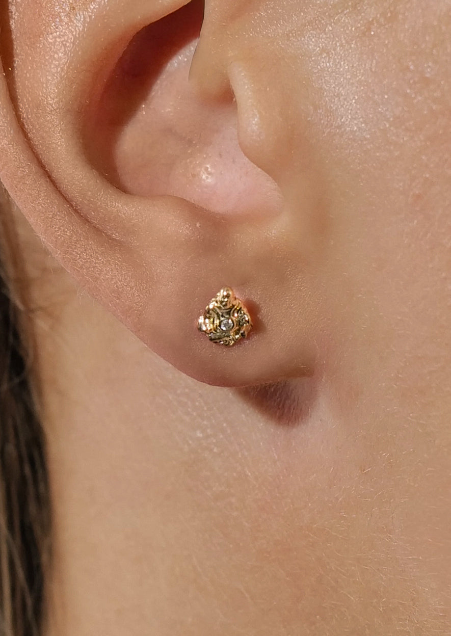 Laughing Buddha Threaded Flat Back Earring | Single