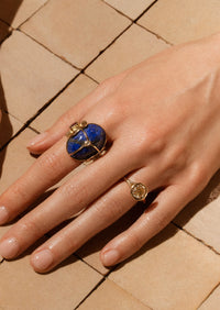 Lapis Carved Scarab Ring