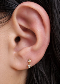 Double Diamond Drop Threaded Flat Back Earring