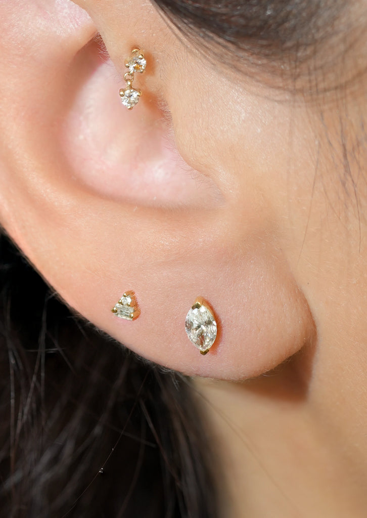 6mm Marquise Diamond Threaded Flat Back Earring