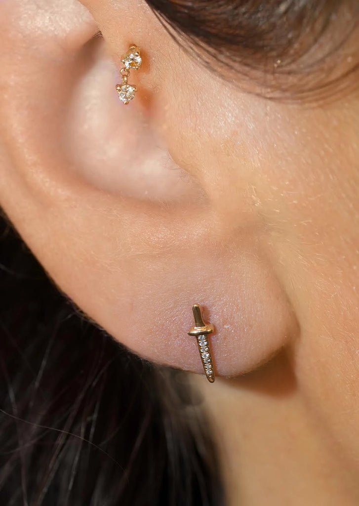 Diamond Sword Threaded Flat Back Earring