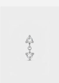 Double Diamond Drop Threaded Flat Back Earring