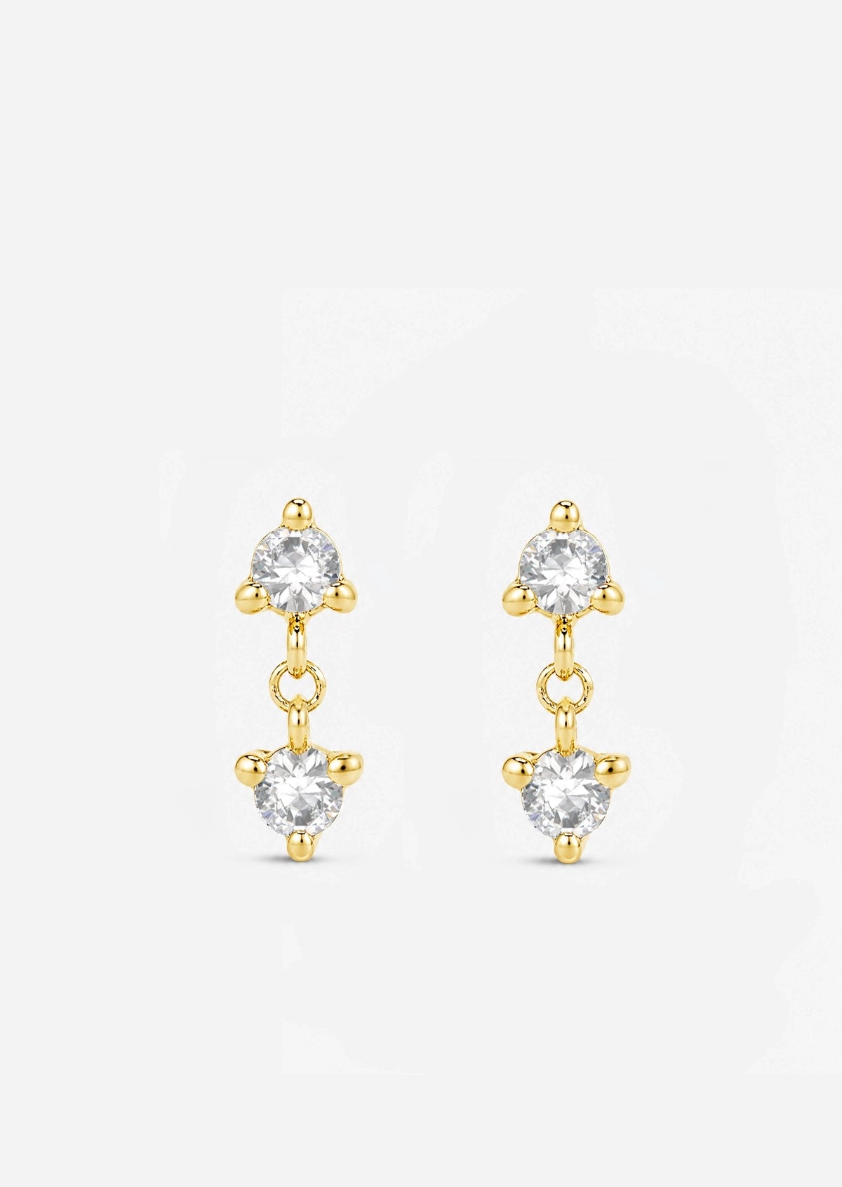 Double Diamond Drop Threaded Flat Back Earring