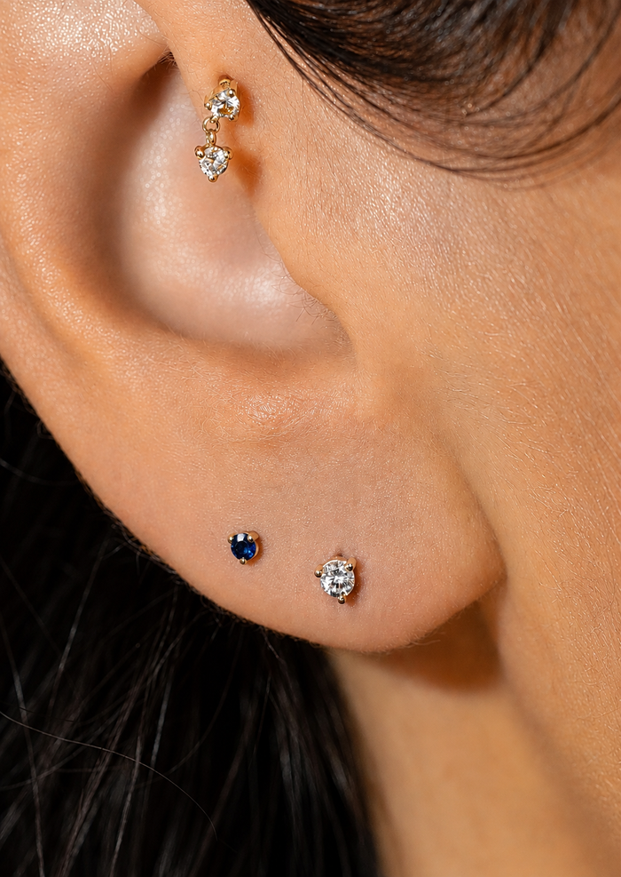 2mm Sapphire Threaded Flat Back Earring