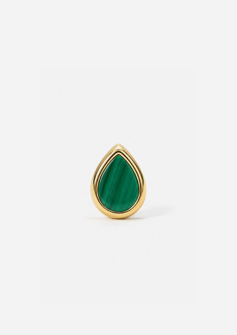 Ankh Inlay Threaded Flat Back Earring - Malachite