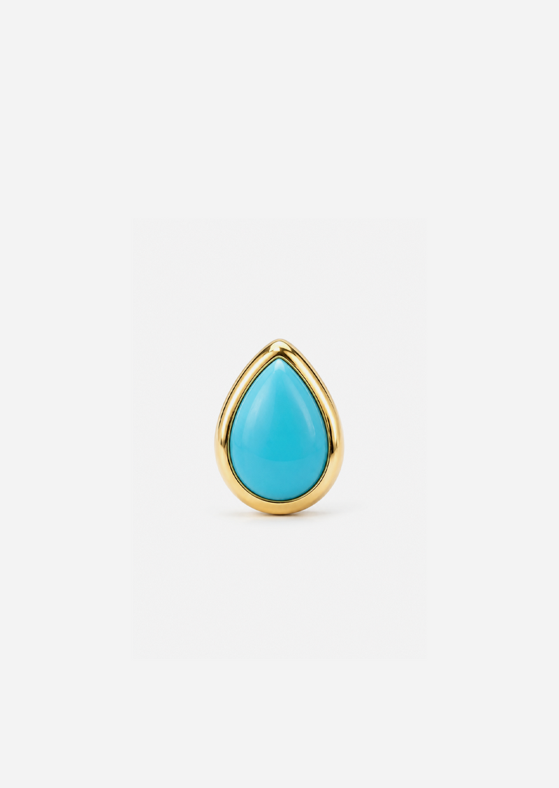 Ankh Inlay Threaded Flat Back Earring - Turquoise