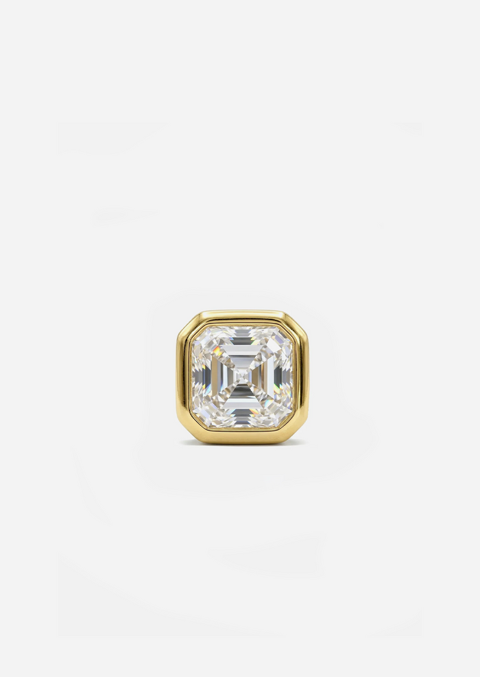 Asscher Diamond Threaded Flat Back Earring