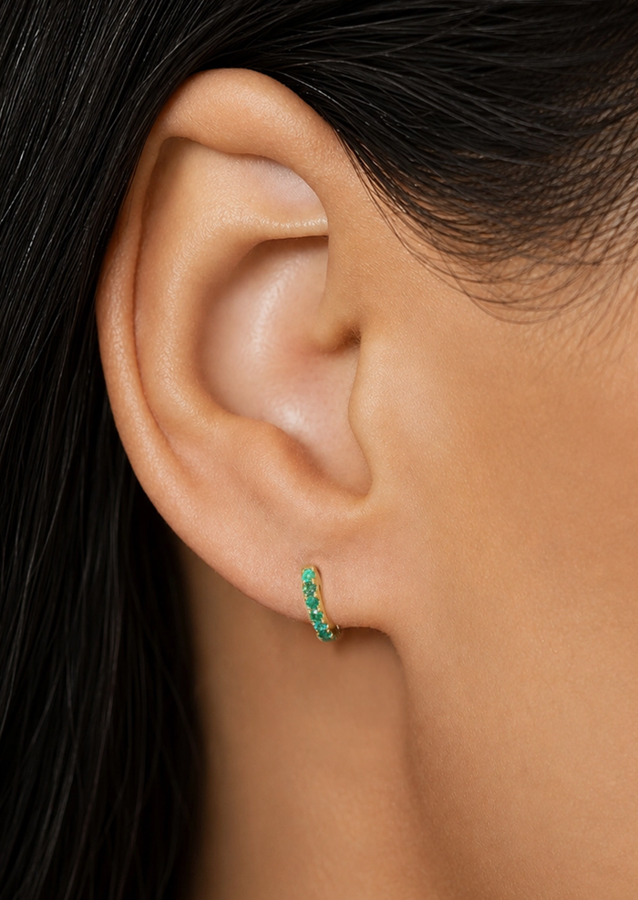 Medium Emerald Huggie Hoop