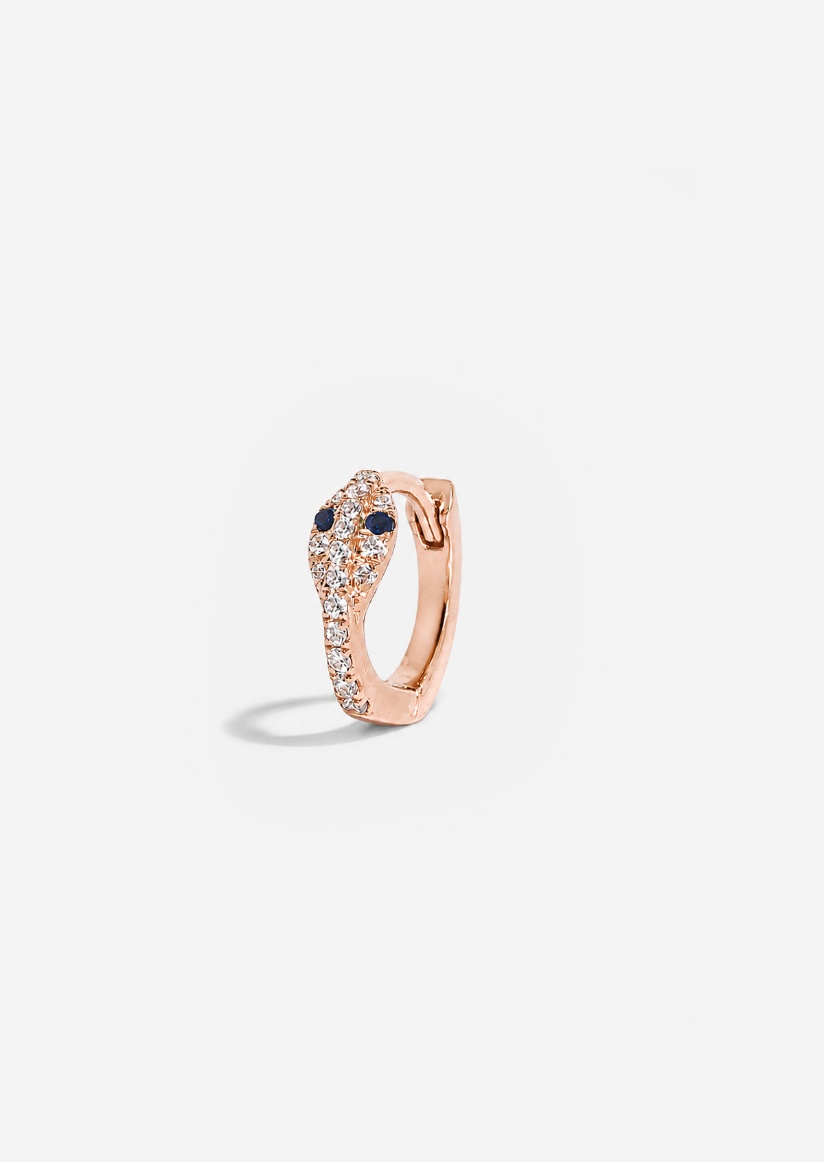 Mini Diamond Snake Huggie Hoop - Sapphire Eyes