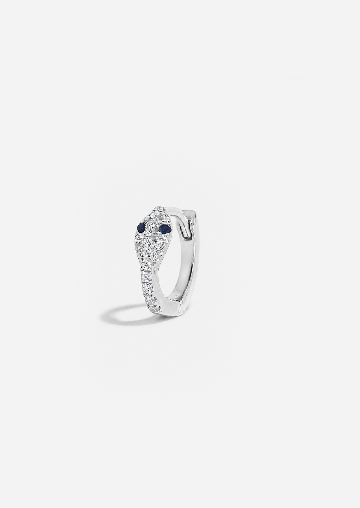 Mini Diamond Snake Huggie Hoop - Sapphire Eyes