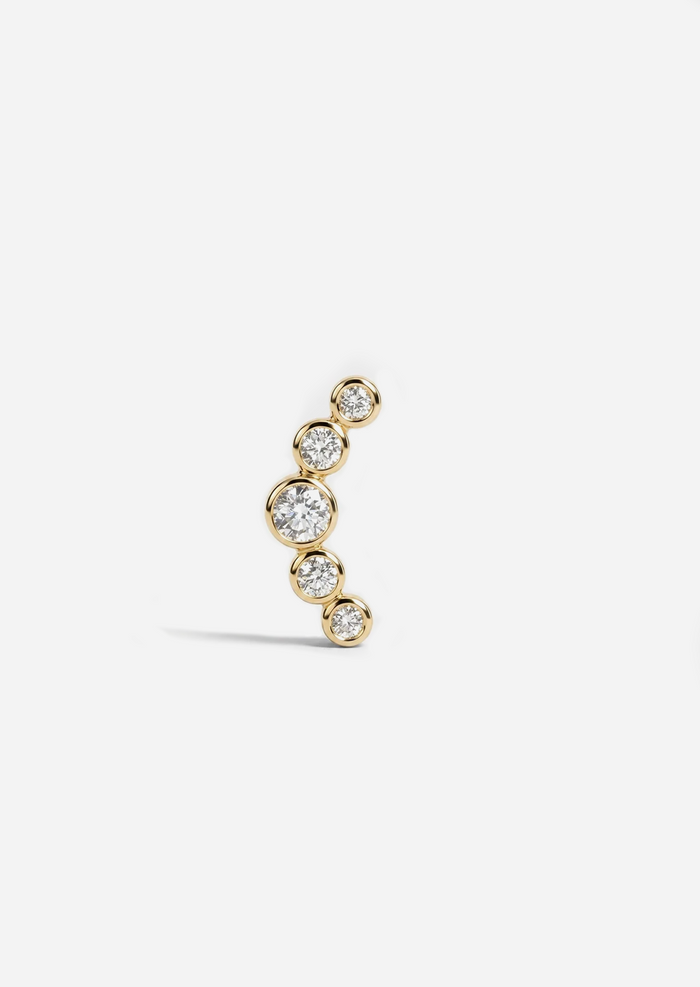 Open Curve 5 Diamond Threaded Flat Back Earring