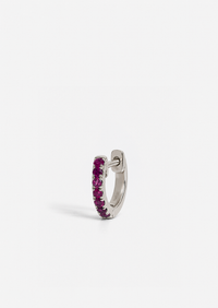 Small Ruby Huggie Hoop