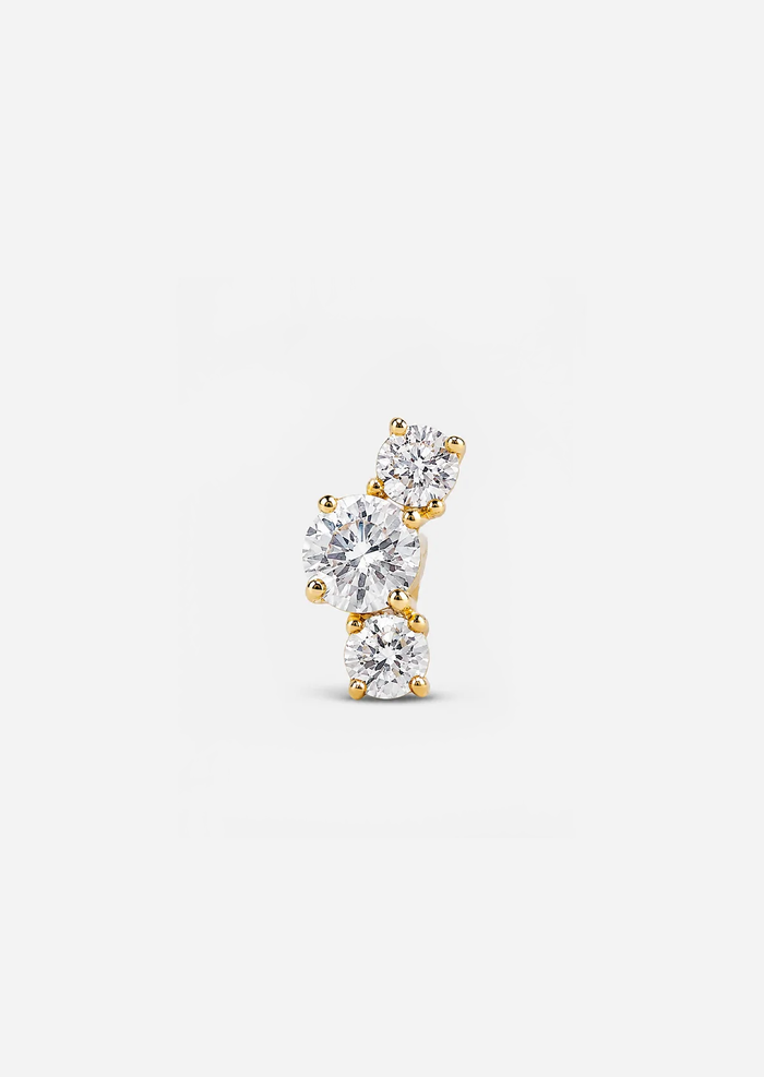 Luxe Open Curve 3 Diamond Threaded Flat Back Earring