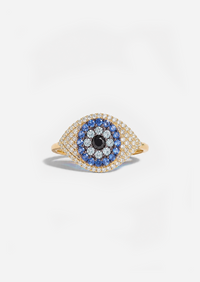Evil Eye Protector Ring - Sapphire + Topaz