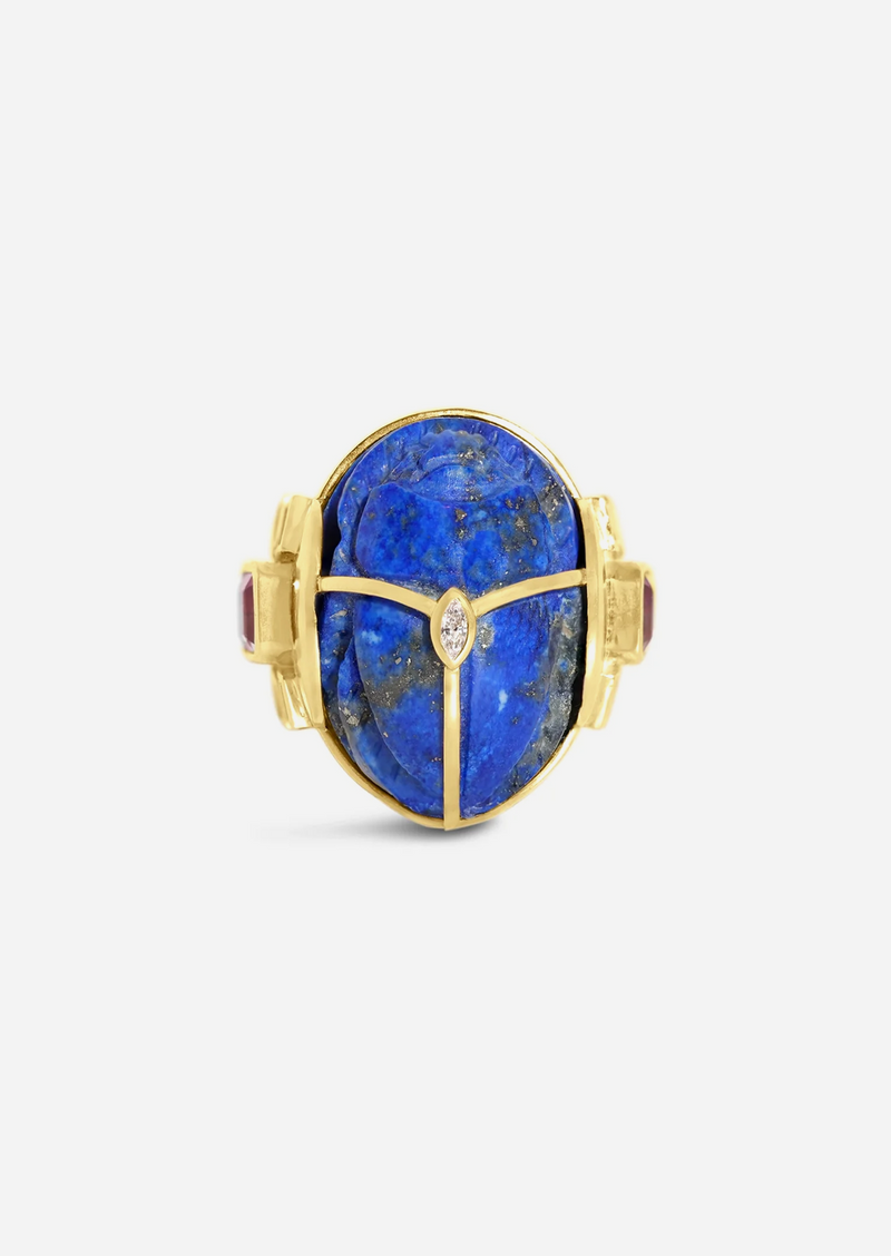 Lapis Carved Scarab Ring