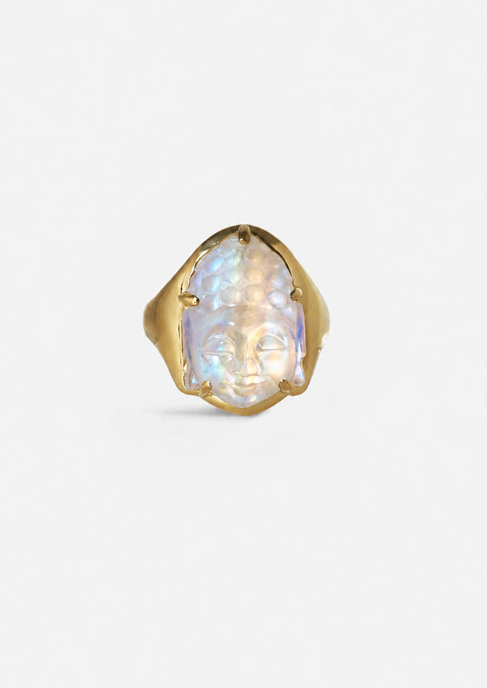 Rainbow Moonstone Buddha Ring
