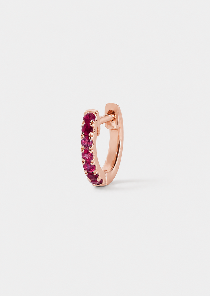 Small Ruby Huggie Hoop