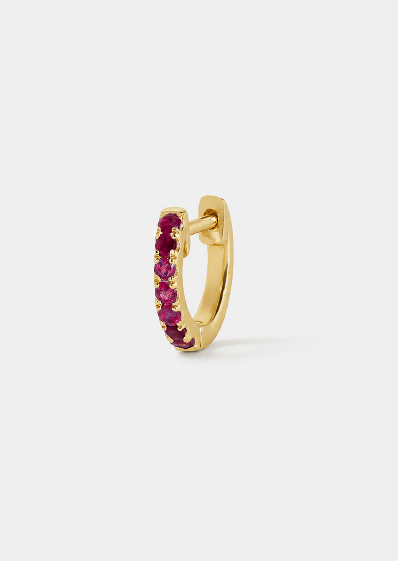 Small Ruby Huggie Hoop