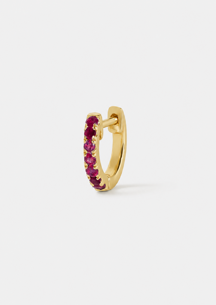 Small Ruby Huggie Hoop