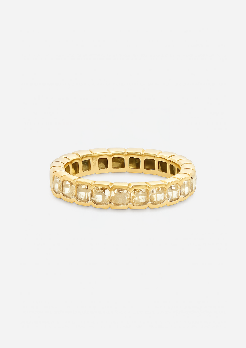 Asscher Half Bezel Yellow Diamond Ring