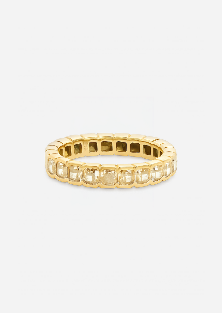 Asscher Half Bezel Yellow Diamond Ring