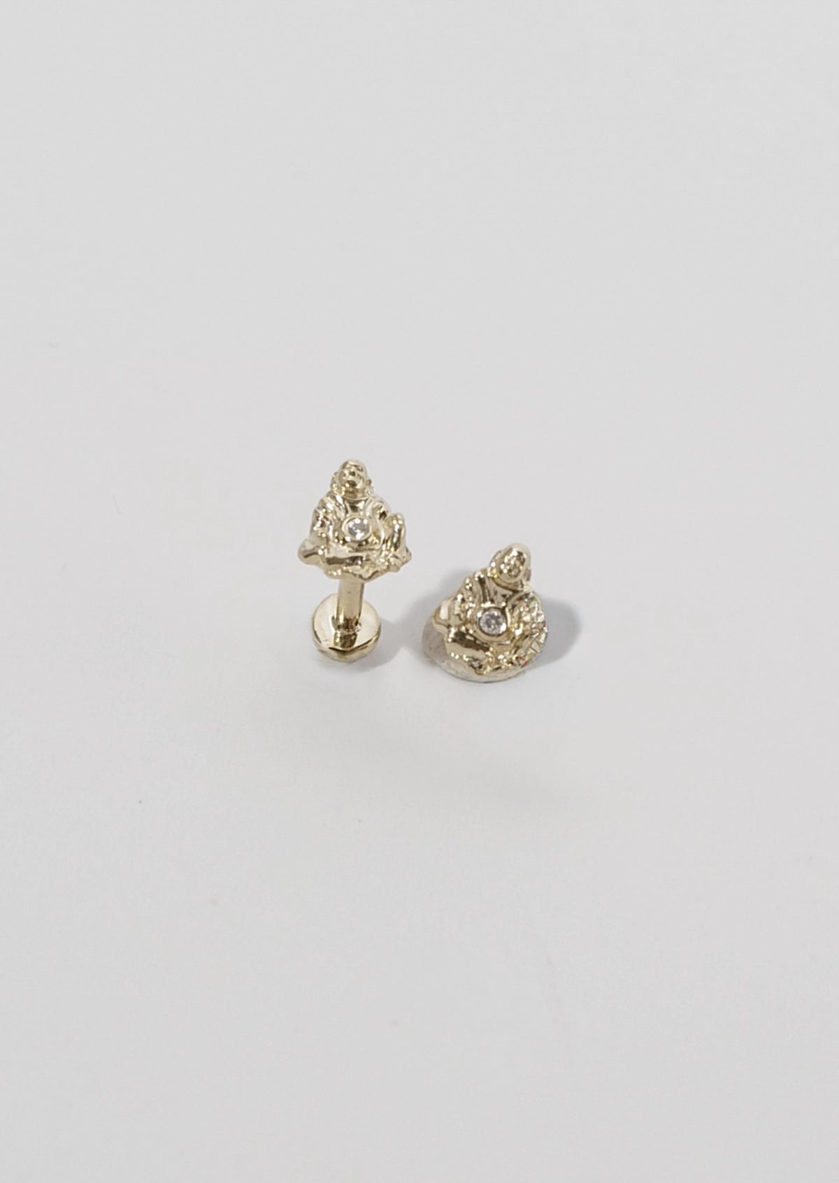 Laughing Buddha Threaded Flat Back Earring | Single