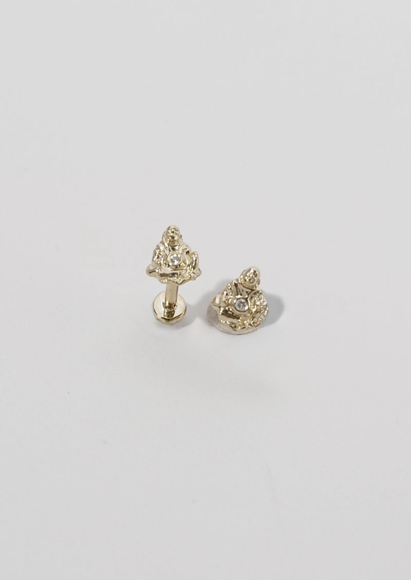 Laughing Buddha Threaded Flat Back Earring | Single
