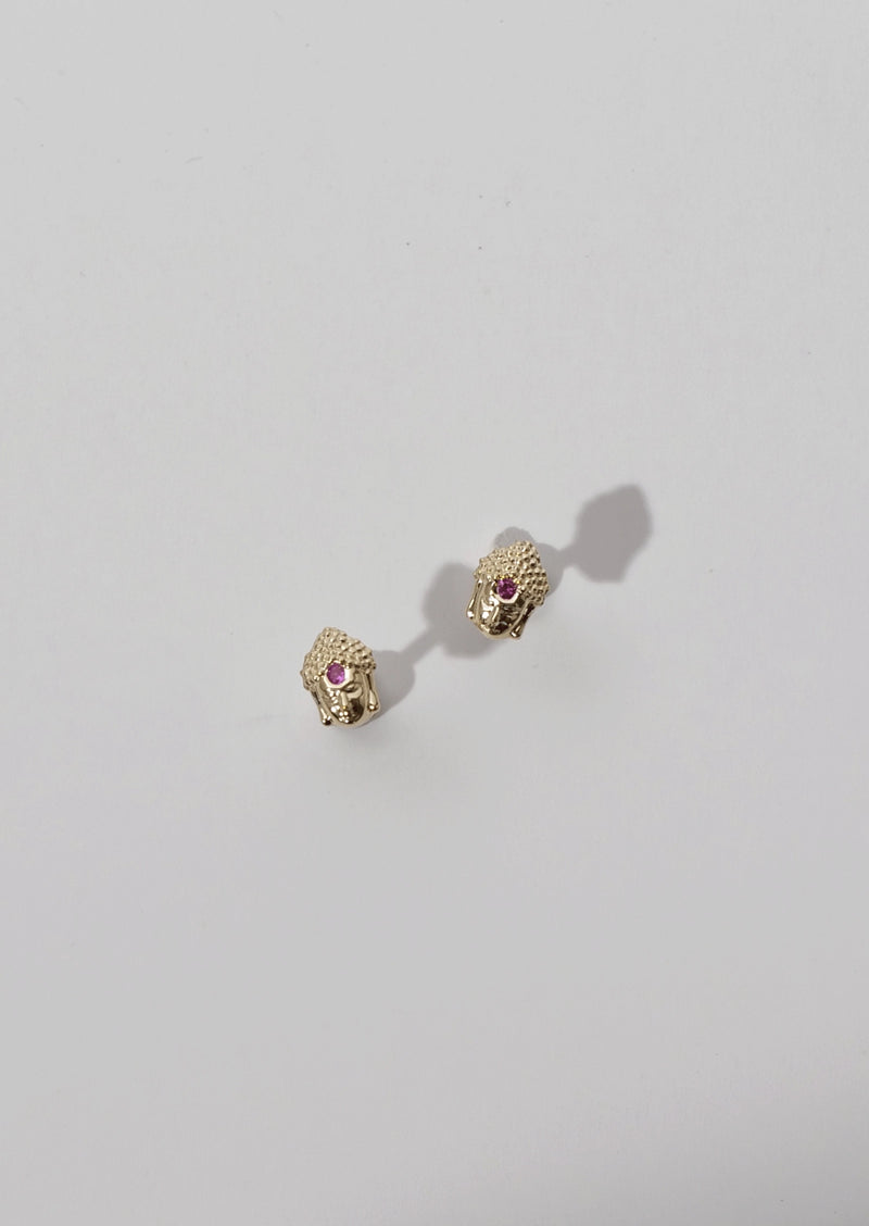 Third Eye Buddha Threaded Flat Back Earring | Single