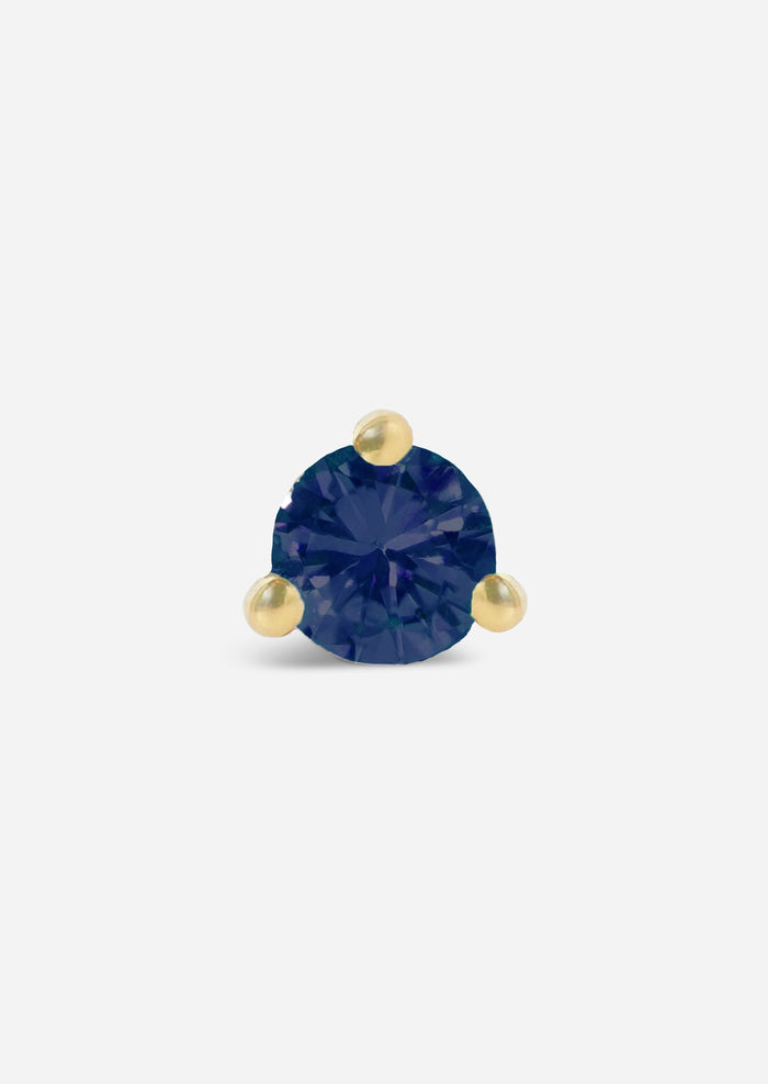 2mm Sapphire Threaded Flat Back Earring | Single