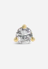 3mm Round Diamond Threaded Flat Back Earring | Single