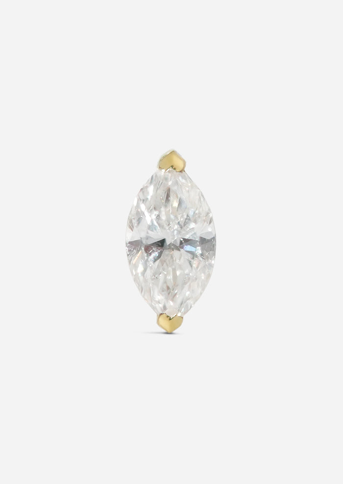 6mm Marquise Diamond Threaded Flat Back Earring | Single