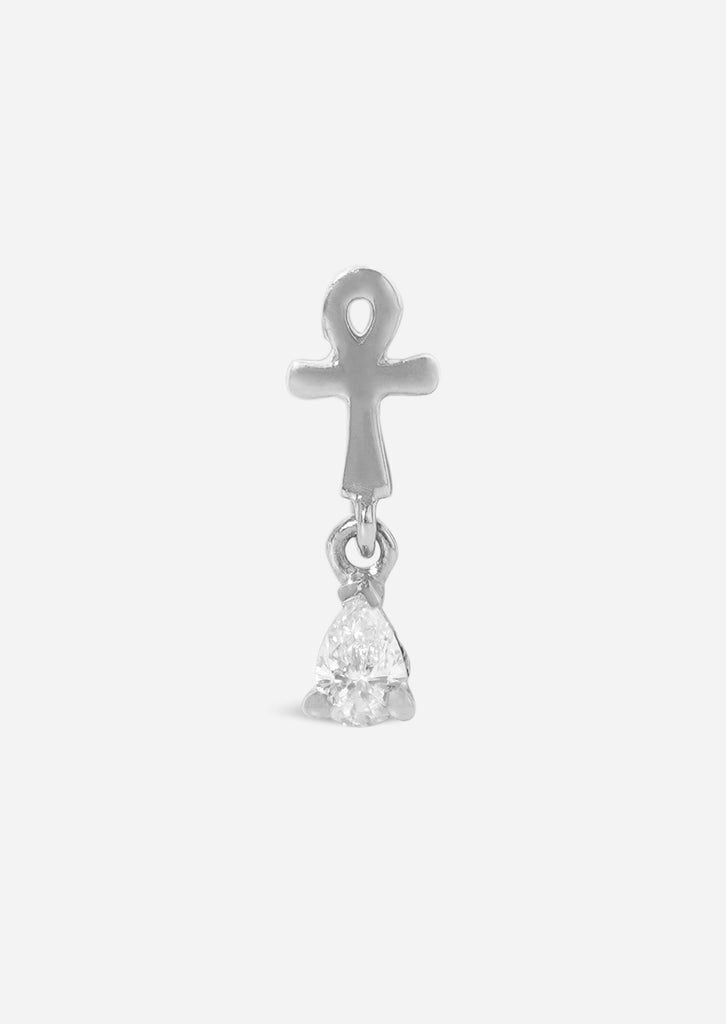 Ankh Drop Threaded Flat Back Earring