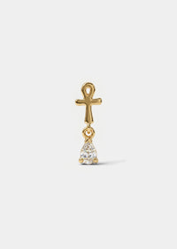 Ankh Drop Threaded Flat Back Earring