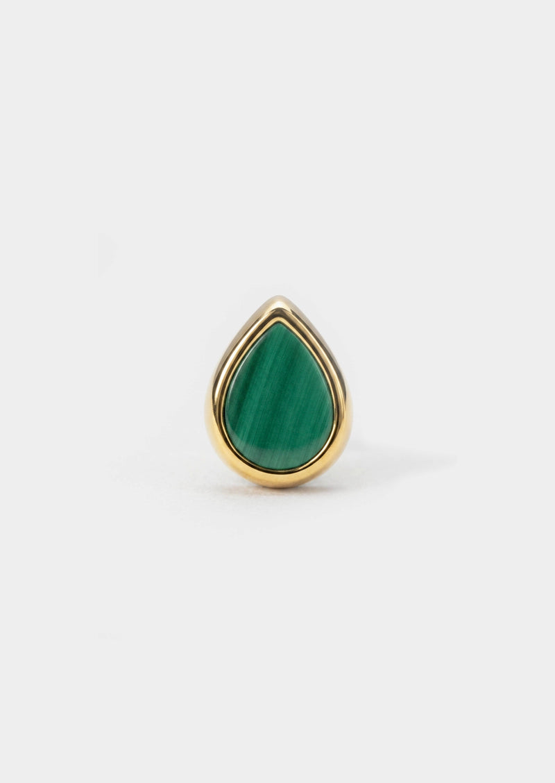 Ankh Inlay Threaded Flat Back Earring - Malachite