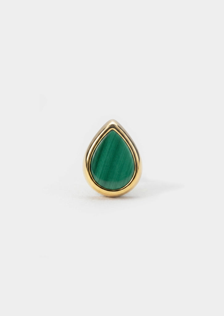 Ankh Inlay Threaded Flat Back Earring - Malachite