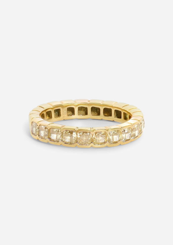 Asscher Half Bezel Yellow Diamond Ring