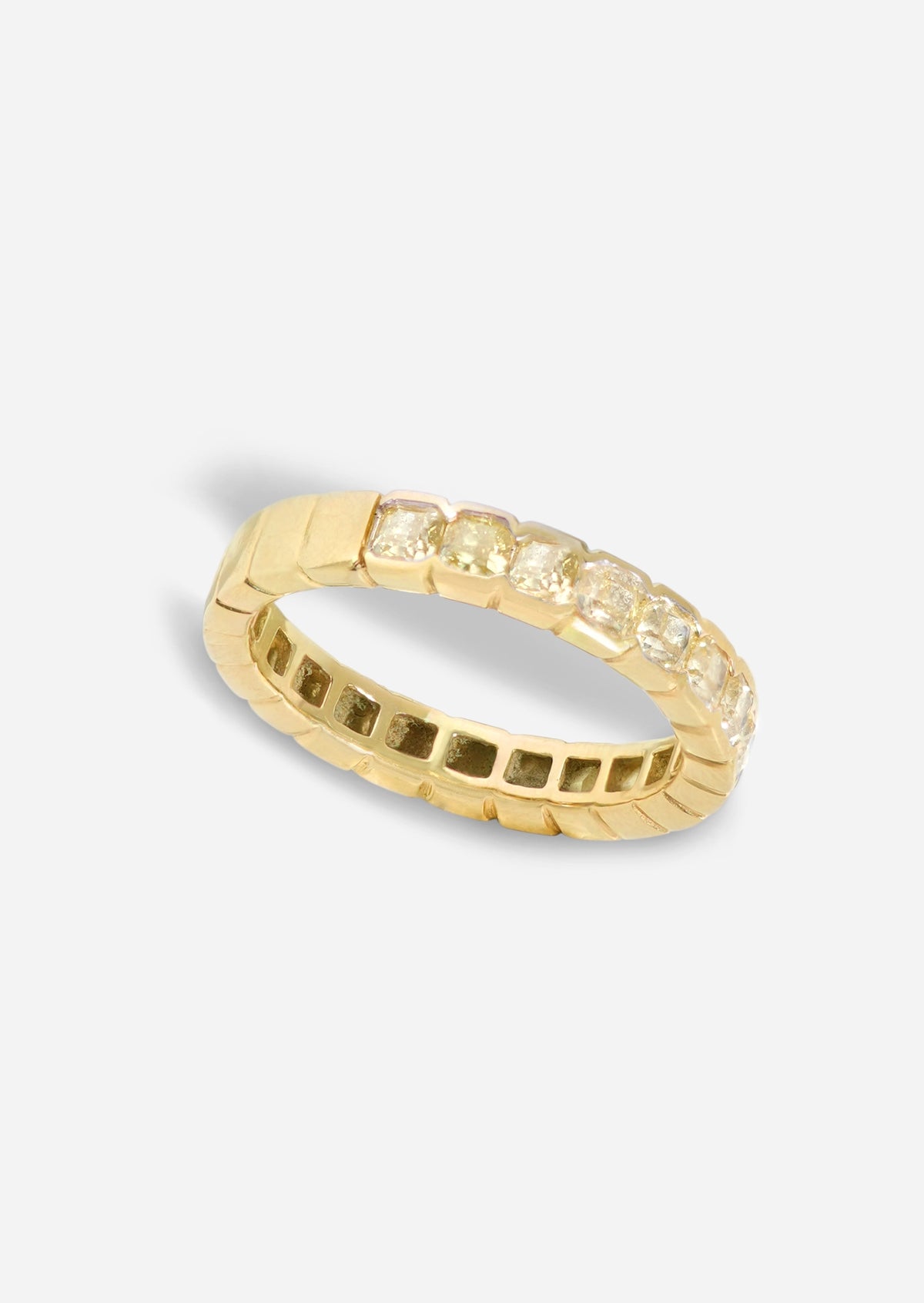 Asscher Half Bezel Yellow Diamond Ring