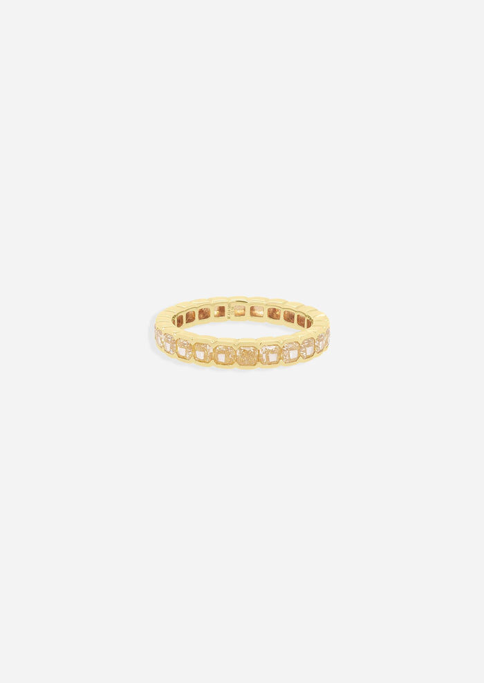 Asscher Half Bezel Yellow Diamond Ring