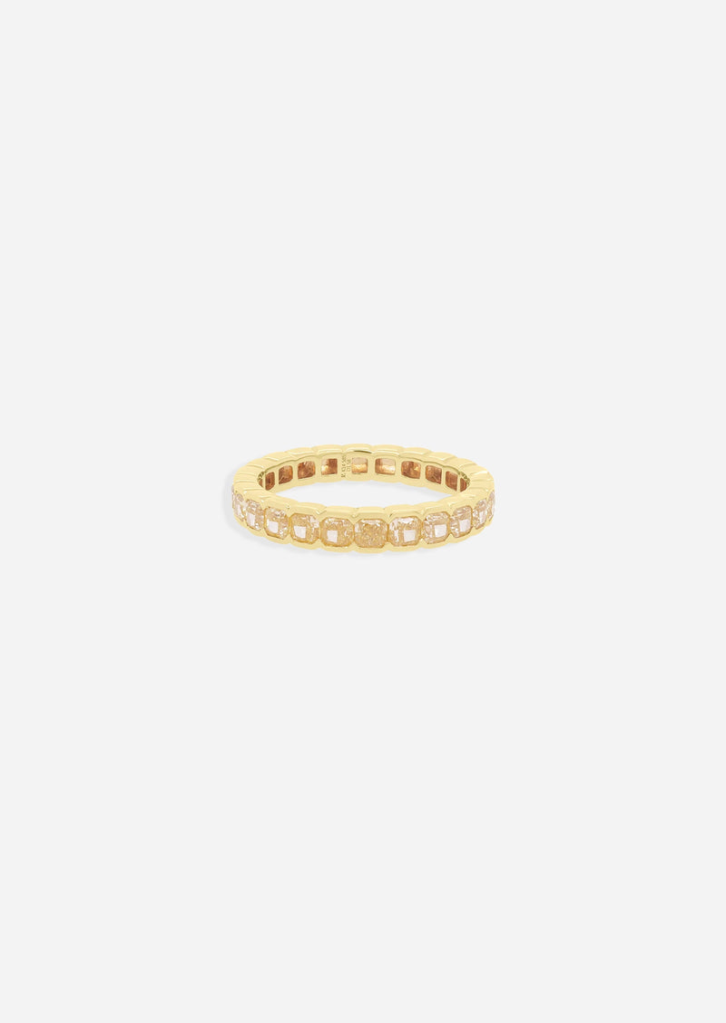 Asscher Half Bezel Yellow Diamond Ring