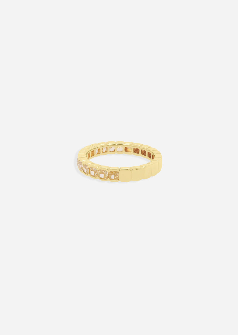 Asscher Half Bezel Yellow Diamond Ring