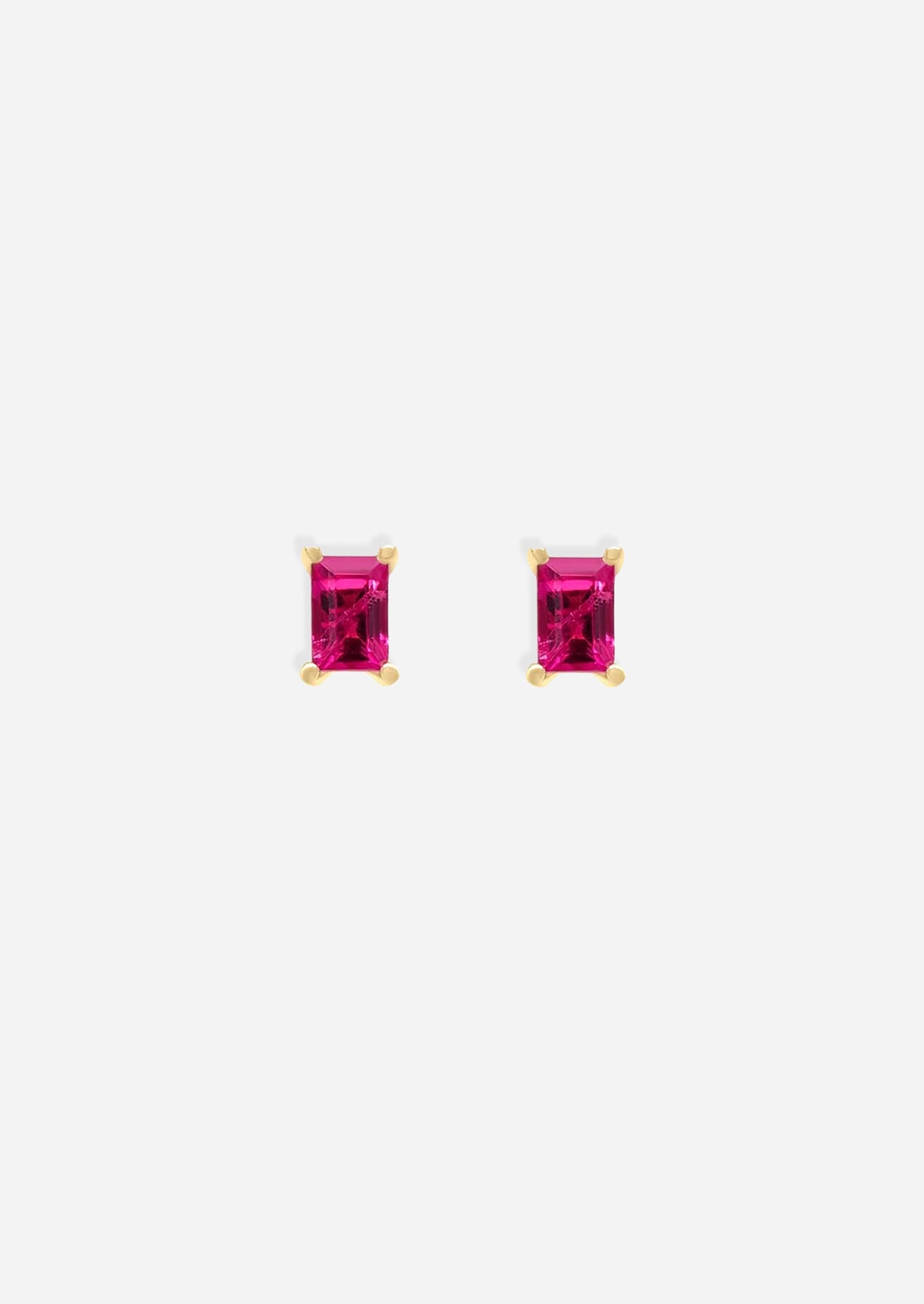 Mini Baguette Ruby Threaded Flat Back Earring | Single
