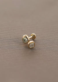 Asscher Diamond Threaded Flat Back Earring | Single