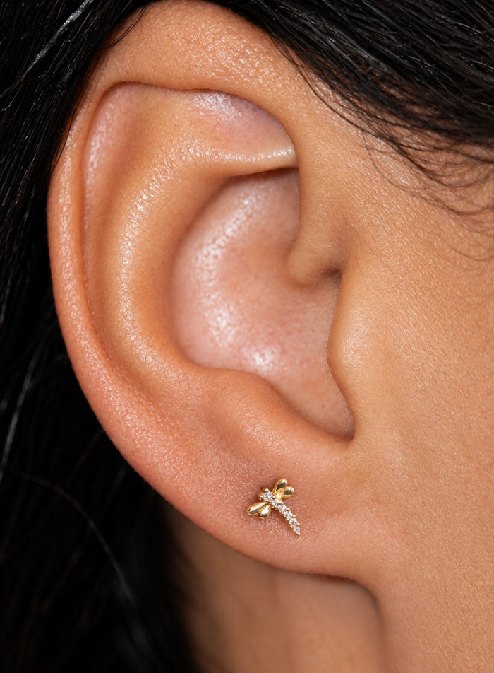 Dragonfly Threaded Flat Back Earring